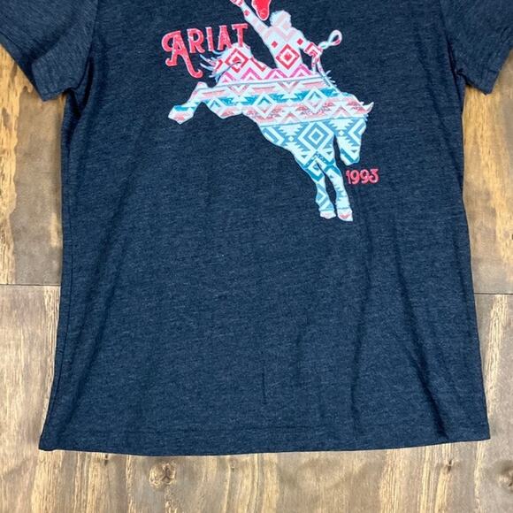 Ariat Womens Shirt Dark Gray Geo Bronc Short Sleeve Cotton Blend Medium - Picture 3 of 11